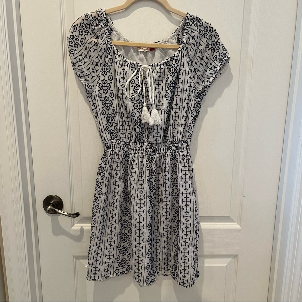 Red Camel Navy and White Patterned Dress